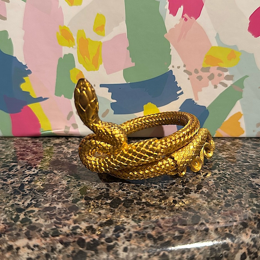 Vintage gold plated Metropolitan Museum of Art MMA noted snake bracelet